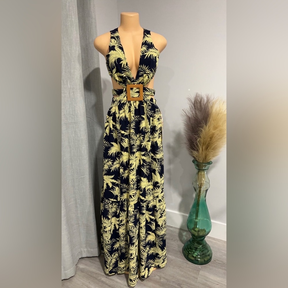Floral midi dress blue classy